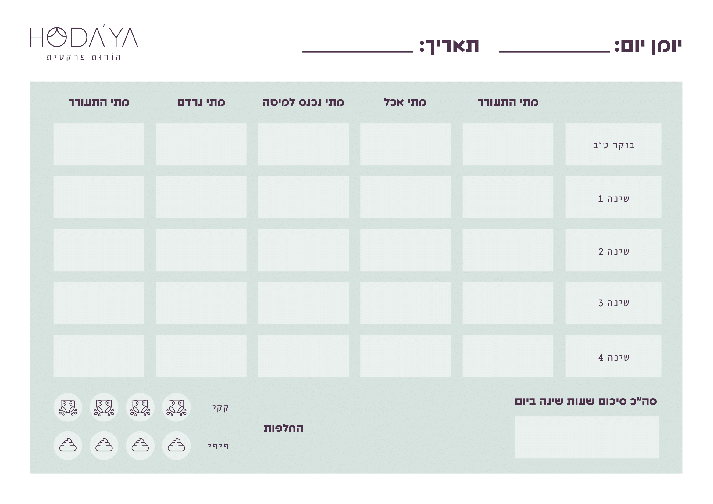 יעוץ שינה וניתוח יומני שינה
